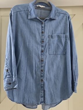 LOFT Light Blue Denim Button-Down Shirt